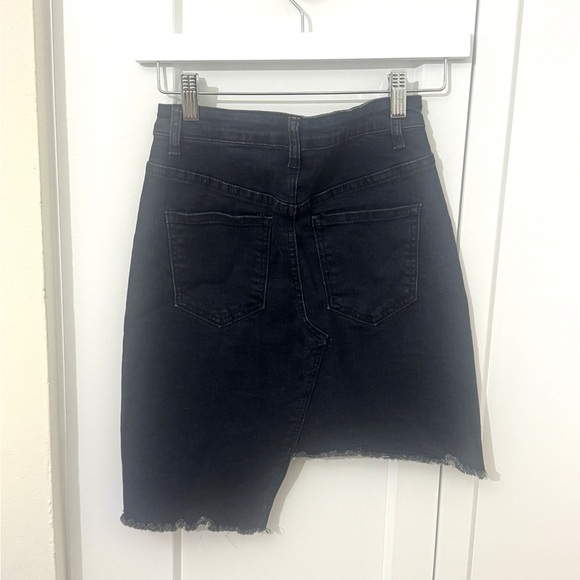 Black Asymmetrical Pencil Skirt Knee-Length - Picture 2 of 2